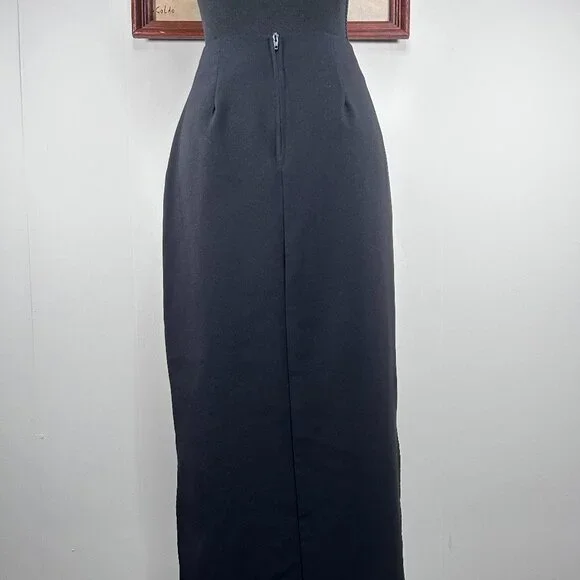 VTG Tracy Evans Maxi Pencil Skirt Women's 9 Black Business Office Side Slit USA - Picture 4 of 15